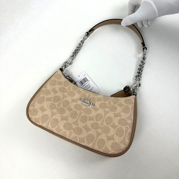 Coach Handbags - NWT Coach Teri Shoulder Bag In Signature Canvas in Sand/Taupe CV933